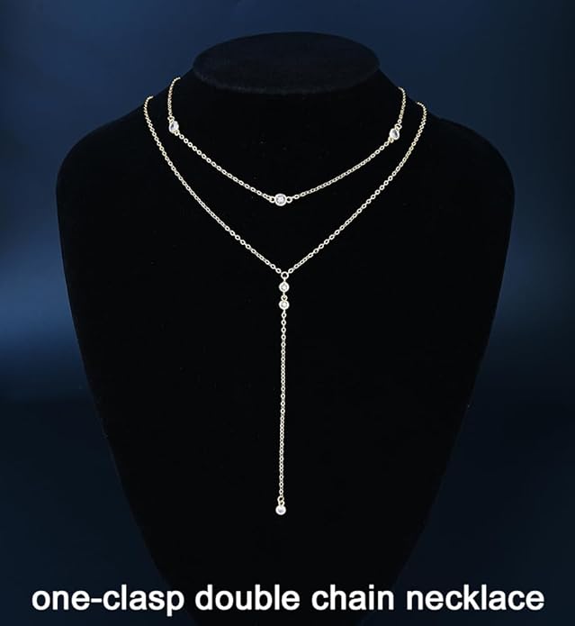 iF YOU Lariat Gold Long Necklaces for Women Trendy, Dainty 14K Gold Plated Drop Chain Necklace, Layered Rosary Beaded Y Necklaces Simple Fashion Jewelry Gifts