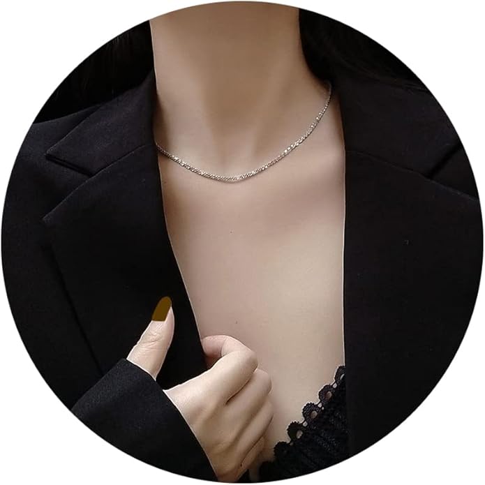925 Sterling Silver Singapore Chain Lobster Clasp Paperclip Necklace for Women Sparkling Chain 2mm2.5mm3mm4mm5mm Gifts for Her