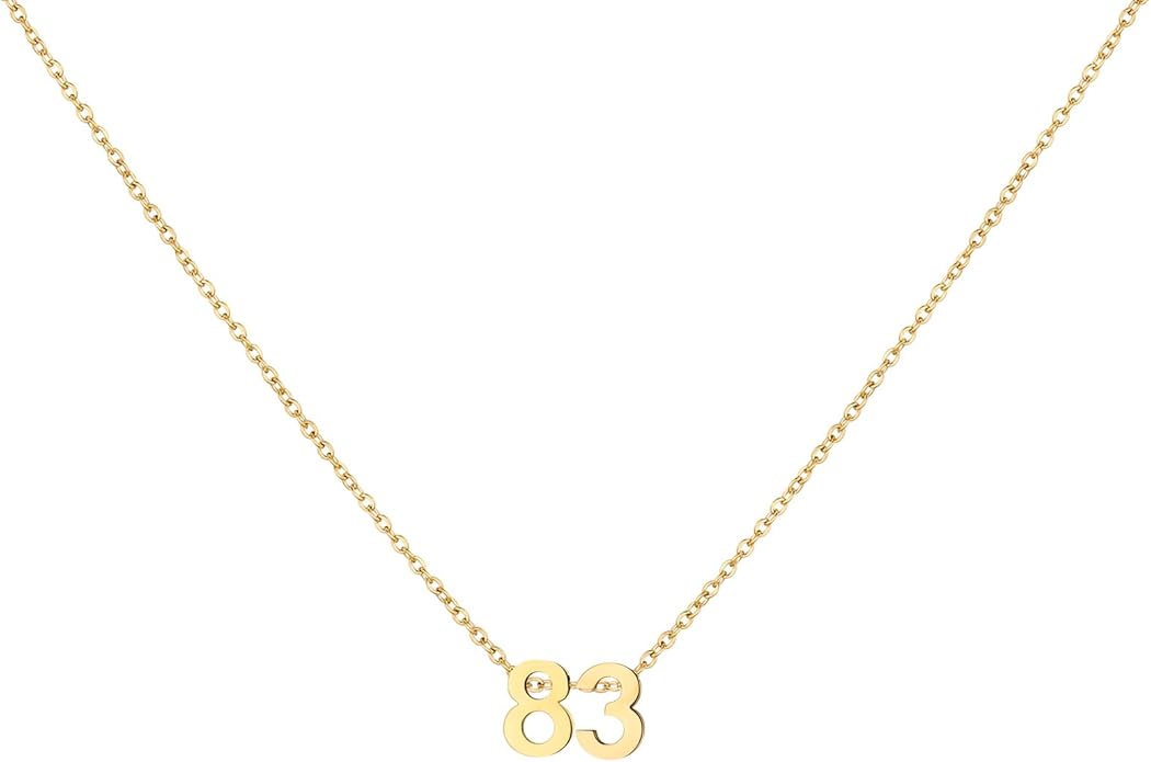 Number Necklace for Women Dainty 18K Gold Plated Pendant Necklace Charm Birth Month Personalized Jewelry Birthday Gift