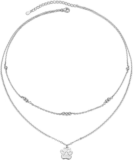 Layered Necklaces for Women S925 Sterling Silver Chokers Necklace for Women Circle/Heart/Double Circle/Cross/Star/Evil Eye Necklace Handmade Bead Necklaces Adjustable