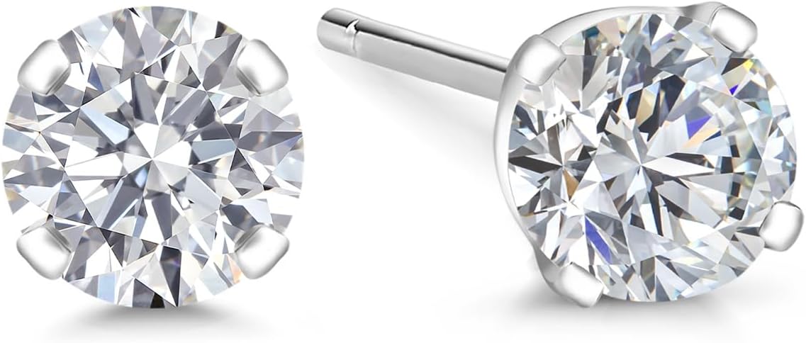 Gem Stone King 0.20 to 6 Cttw 14K Gold Lab Grown Diamond Stud Earrings | Gold Earrings For Women Men | E-F Color | VS1-VS2 Clarity