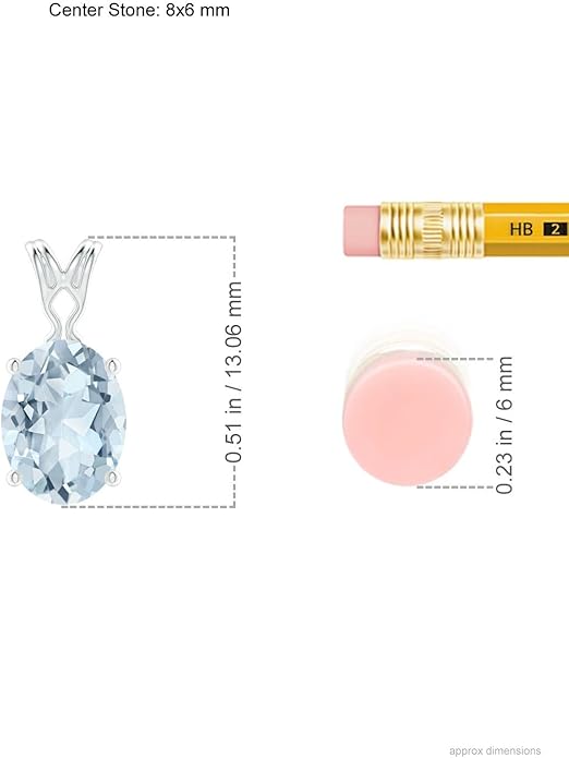 Angara Natural Aquamarine Solitaire Pendant for Women | Vintage in 14K Solid Gold/Platinum With 18" Chain | March Birthday, Anniversary, Gemstone Jewelry Gift