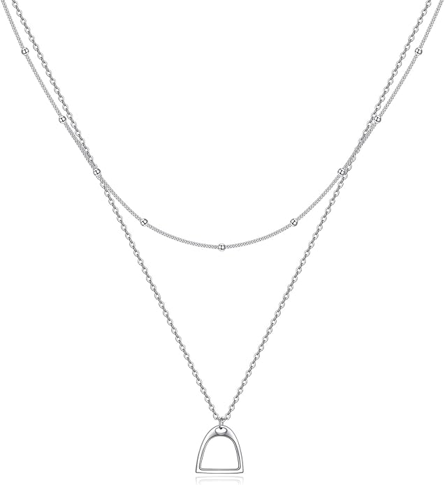 YFN Sterling Silver Double Horse Strirrup Lariat Necklace Gift For Women