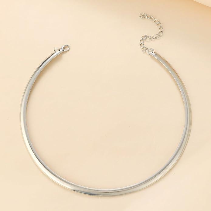 Chunky Gold Choker Necklaces for Women Non Tarnish Silver Statement Necklace for Women Chunky Necklace Open Round Gold Collar Necklace Trendy Jewelry