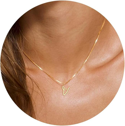 Initial Necklaces for Women Trendy, Dainty Silver Letter Necklace Cute Pendant Choker Name Necklace Personalized Costume Monogram Silver Jewelry Necklace for Women Valentines Gifts