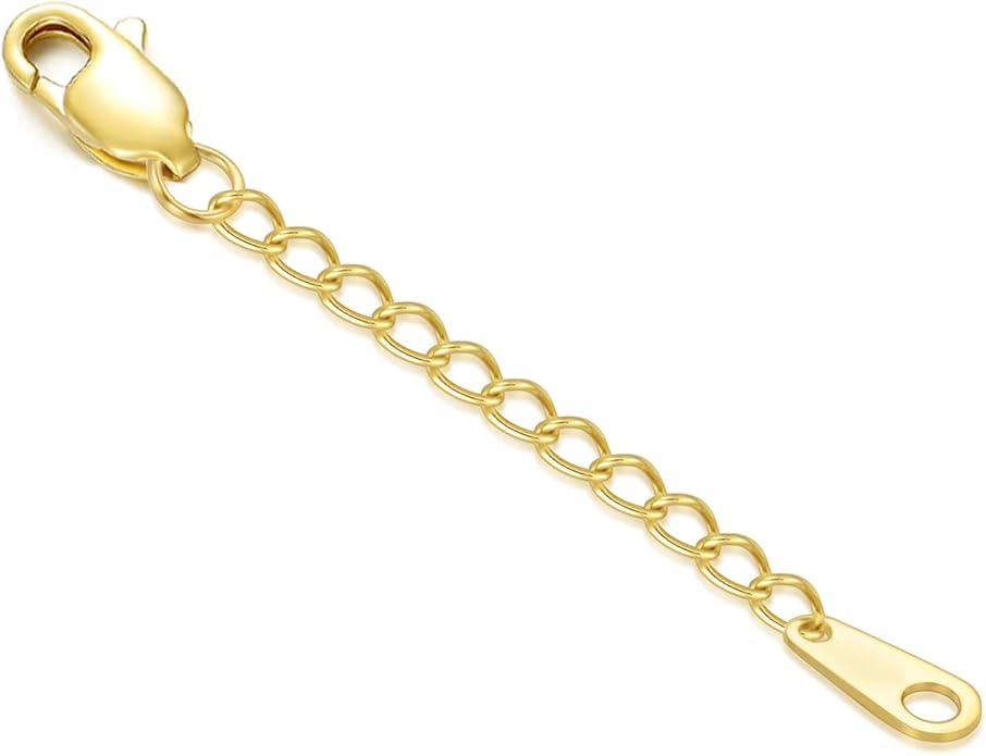 14k Gold Necklace & Bracelet Extender Chain, 1"/1.5"/2"/3"/4"/5" Durable Removable Gold Extension Chain