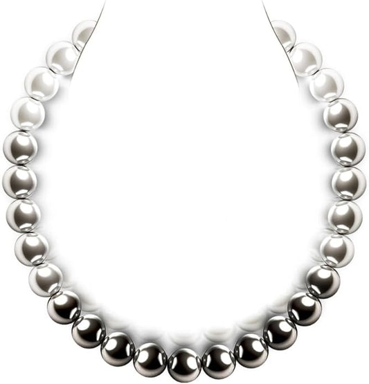 Raneecoco HYPER LUSTER Sterling Silver Round Simulated Pearl Necklace for Women | Dainty Choker or Long Pearl Necklace | Gift Ready for Wedding