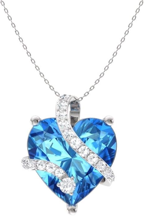 Diamondere Natural and Certified Heart Cut Gemstone and Diamond Wrap Heart Petite Necklace in 14k Solid Gold | 1.68 Carat Pendant with 18 Inch Chain Valentine's Day gift for her