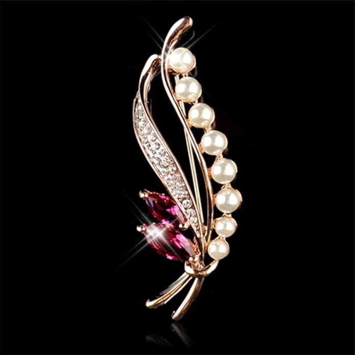 Crystal Pearl Flower Brooches Pins Fashion Beautiful Created Rhinestone Floral Brooch Good Idea for Party Dance Wedding Banquet for Elegant Women Girl