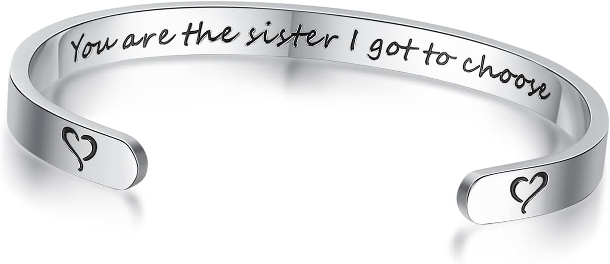 TONY & SANDY Inspirational Bracelets for Women Teen Girls Personalized Gifts for Daughter Granddaughter Mom Sister Friends Stainless Steel Engraved Cuff Birthday Easter Christmas