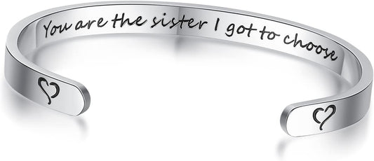 TONY & SANDY Inspirational Bracelets for Women Teen Girls Personalized Gifts for Daughter Granddaughter Mom Sister Friends Stainless Steel Engraved Cuff Birthday Easter Christmas