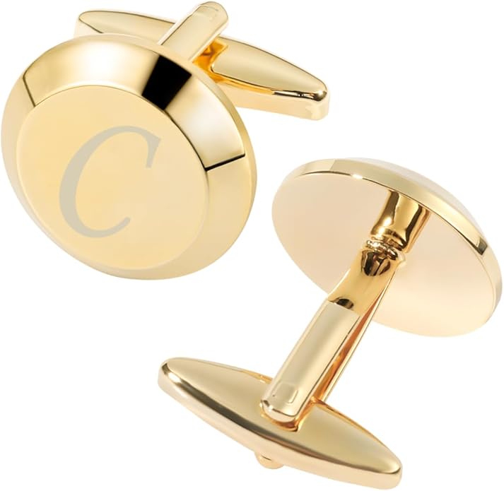 GWD Cufflinks for Men Stainless Steel Initial Cuff Links Alphabet Letter A-Z Groom Father Gift