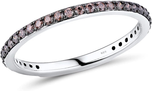 Santuzza 925 Sterling Silver Stackable Ring Engagement Wedding Band Stacking Ring for Women