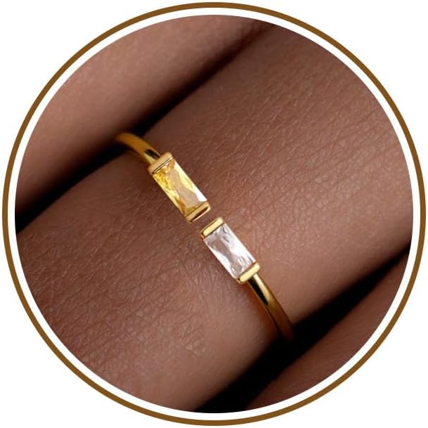 JSJOY Birthstone Rings for Women Dainty Emerald Blue Ring Birthday Gifts for Mom Her Gemstones CZ Ring for Teens Gold Rings That Don't Tarnish Adjustable Ring Jewelry Gifts