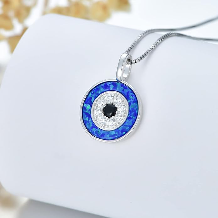 PEIMKO Evil Eye Necklace for Women 925 Sterling Silver Greek Protection Evil Eye Necklaces Jewelry Amulet Gift for Women