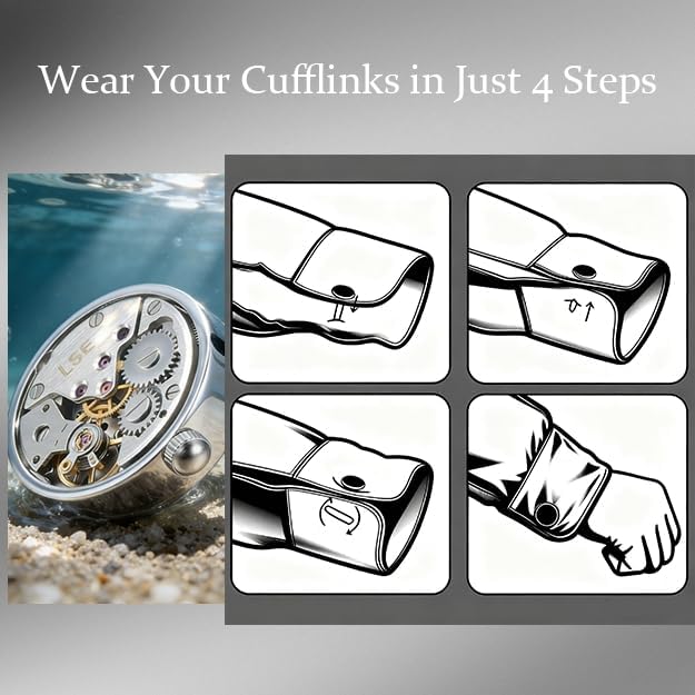 MERIT OCEAN Cuff Links Mens Steampunk Movement Shape, Cufflinks for Men Mens Shirt Vintage Gears, Cufflinks for Business Wedding Gifts