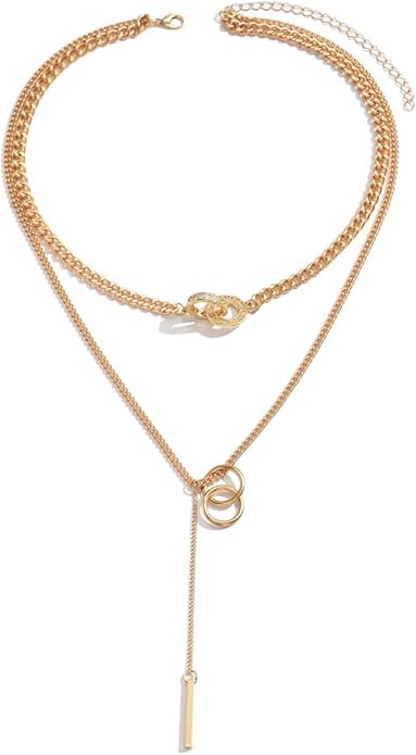 Irregular Y2k Long Y-shaped Necklace with Zircon Inlaid Sparkling Brick Tassel Pendant Double-Layer Chain High-end Fashion Accessory Women's