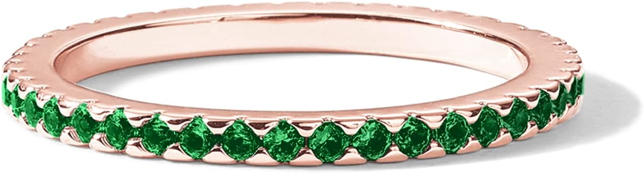 PAVOI 14K Gold Plated Sterling Silver Colored CZ Stones Stackable Ring | Simulated Diamond Eternity Bands for Women