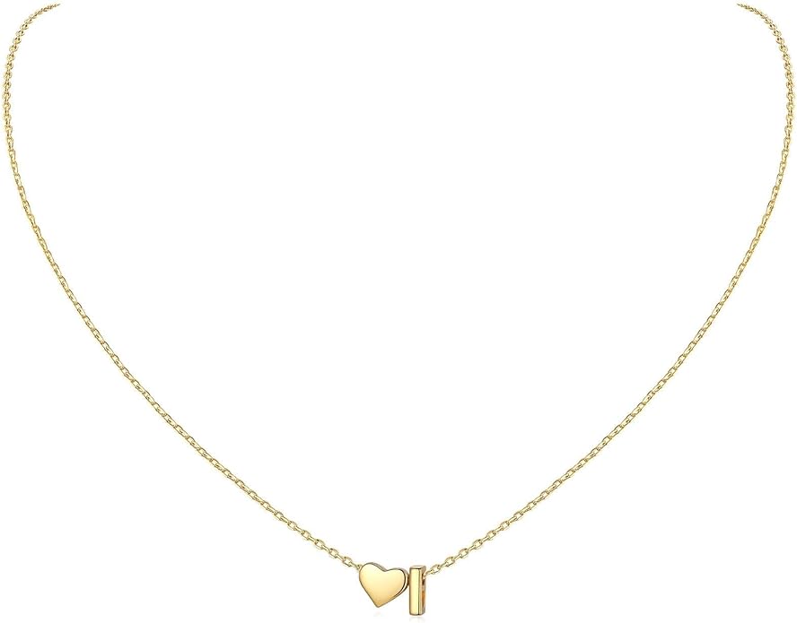 ChicSilver 925 Sterling Silver Heart Initial Necklaces for Women -Dainty Personalized Heart Pendant Letter Alphabet Necklace for Women