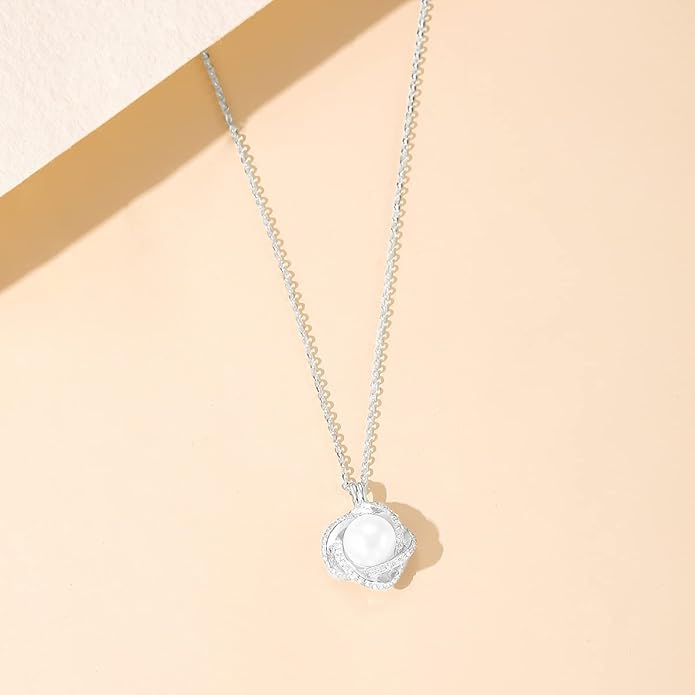spkoueh women's pearl necklace, Womens Pendant Necklaces，925 sterling silver pendant necklace, freshwater cultured pearl, suitable for daily wear and as a gift for family and friends