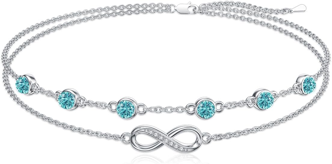 Dorunmo Anklet Bracelets For Women 925 Sterling Silver Birthstone/Infinity/Butterfly/Evil Eye/Turtle/Pineapple/Starfish/Heart Anklets Bracelets Jewelry Gifts for Women
