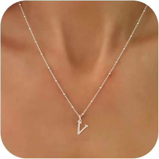 Initial Necklaces for Women Dainty Gold Letter Pendant Necklace 14k Gold Plated A-Z Name Necklaces Cute Charm Choker Necklace Fashion Accessories Non Tarnish Trendy Jewelry Gift