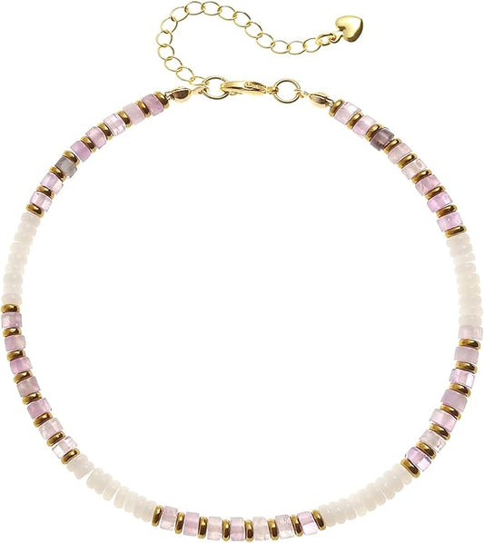 XIJIN Natural Stone Beaded Anklets for Women Handmade Beach Boho Turquoise Beads Ankle Bracelet Jewelry Gift for Her