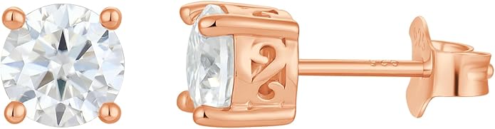 Moissanite Stud Earrings for Women Men 925 Sterling Silver,Hypoallergenic 18K White Gold Plated D Color VVS1 Jewelry