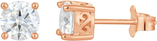Moissanite Stud Earrings for Women Men 925 Sterling Silver,Hypoallergenic 18K White Gold Plated D Color VVS1 Jewelry