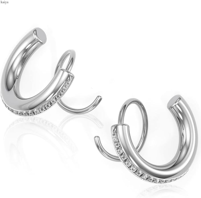 Spiral Hoop Twist Double Earrings - 14K Helix Spiral Earrings, Double Piercing Earrings, Faux Double Hoop Earrings, Tiny Twist Earrings for Women