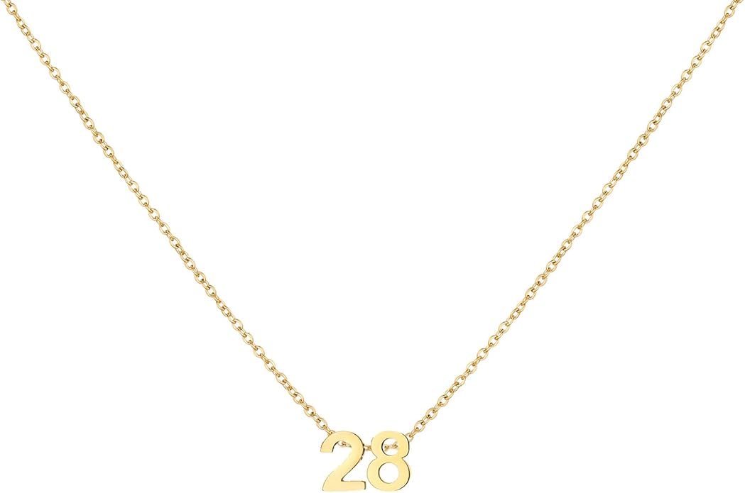 Number Necklace for Women Dainty 18K Gold Plated Pendant Necklace Charm Birth Month Personalized Jewelry Birthday Gift