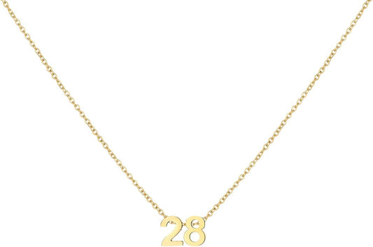 Number Necklace for Women Dainty 18K Gold Plated Pendant Necklace Charm Birth Month Personalized Jewelry Birthday Gift