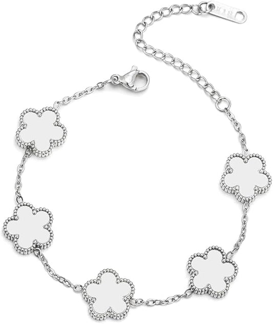 18K Gold-Plated Four Leaf Clover Bracelet for Women,Adjustable lucky Bracelet Set Jewelry Gift-Hypoallergenic Charm for Birthdays, Wellness & Daily Wear