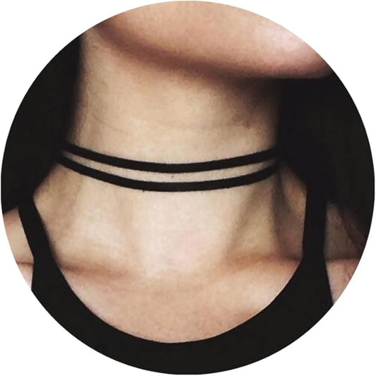 Fesciory Black Necklaces for Women, Adjustable Layered Velvet Leather Lace Collar Necklace, Goth Jewelry Gifts.