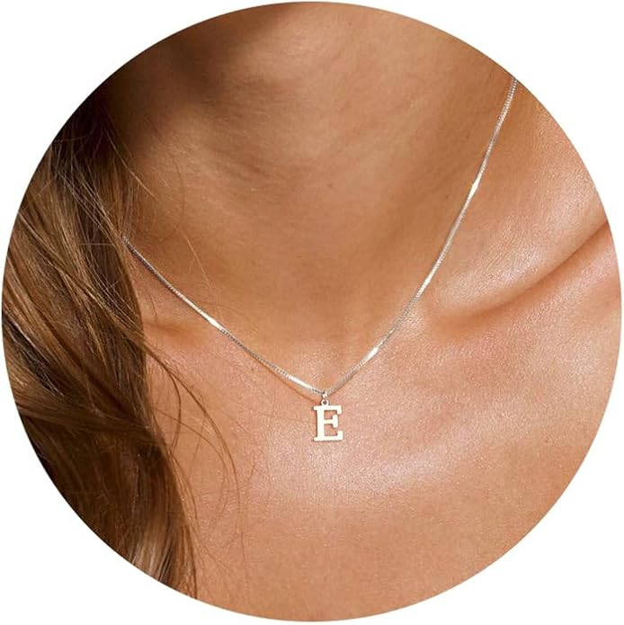 Foxgirl Gold Initial Necklaces for Women, Dainty Gold Letter Necklace Tiny A-Z Pendant Choker Necklace Trendy Cute Personalized Monogram Name Necklace Gold Jewelry Necklace for Women Gift