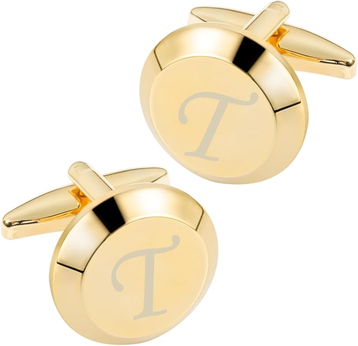 GWD Cufflinks for Men Stainless Steel Initial Cuff Links Alphabet Letter A-Z Groom Father Gift