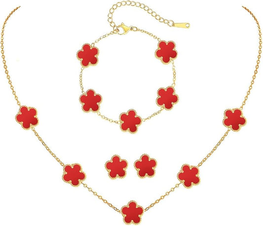 18K Gold-Plated Four Leaf Clover Bracelet for Women,Adjustable lucky Bracelet Set Jewelry Gift-Hypoallergenic Charm for Birthdays, Wellness & Daily Wear