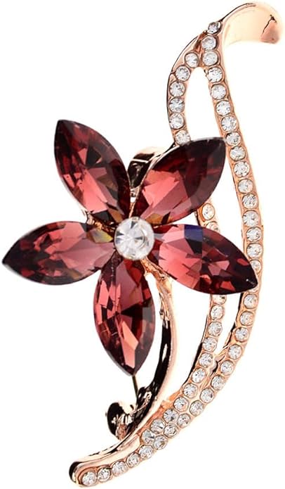 coadipress Flower Brooch for Women Girls Crystal Rhinestone Flower Floral Lapel Pin Elegant Clothing Accessory Wedding Gift Fashion Jewelry Gift