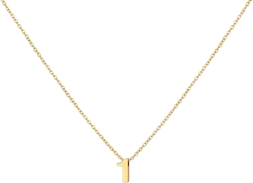 Number Necklace for Women Dainty 18K Gold Plated Pendant Necklace Charm Birth Month Personalized Jewelry Birthday Gift