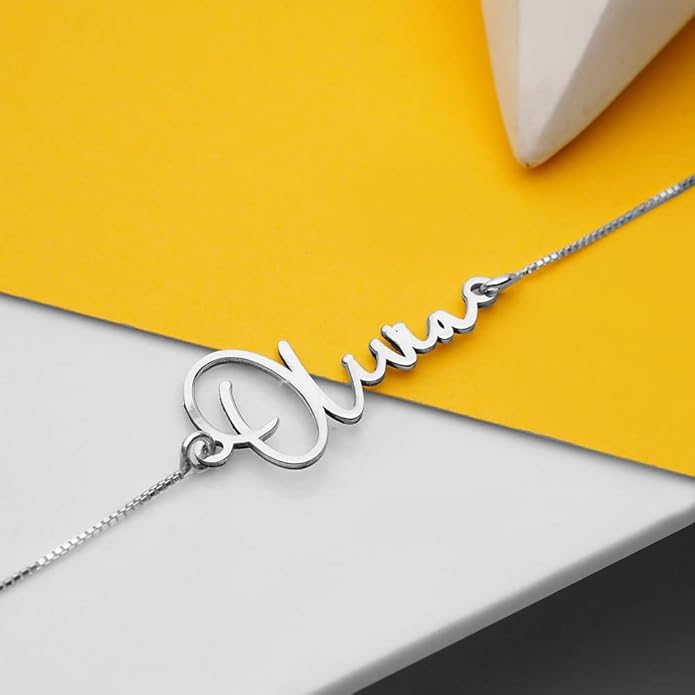 PicturesOnGold.com Custom Name Anklets for Women in Sterling Silver or 14K Gold Personalized Ankle Bracelet Jewelry With Any Name or Word
