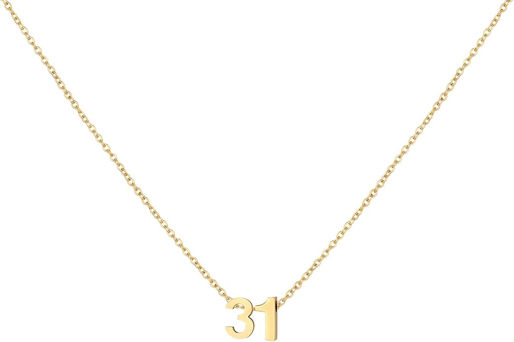 Number Necklace for Women Dainty 18K Gold Plated Pendant Necklace Charm Birth Month Personalized Jewelry Birthday Gift