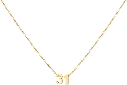 Number Necklace for Women Dainty 18K Gold Plated Pendant Necklace Charm Birth Month Personalized Jewelry Birthday Gift