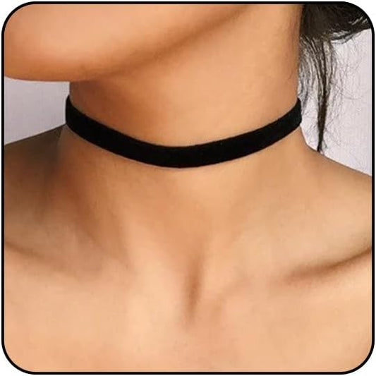 Sora Tuki Black Choker Necklace for Women 1cm-3cm Wide Velvet Leather Lace Chocker Tattoo Collar 90s Goth Jewelry
