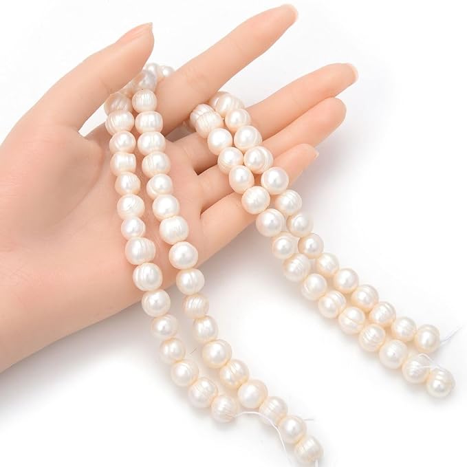 Adabele 1 Strand Real Natural Potato Round White Cultured Freshwater Pearl Loose Beads 10-11mm for Jewelry Craft Making 14 Inch FP4-11