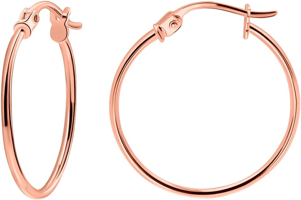 SEA OF ICE 925 Sterling Silver Hoop Earrings for Women - Hypoallergenic Earrings for Women in Sterling Silver, Yellow Gold, Rose Gold or Black Rhodium | Sizes 12MM, 15MM, 20MM or Multipack