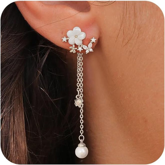 14K Gold Plated Butterfly Dangle Earrings for Women - Dainty, Trendy, Hypoallergenic CZ Drop Earrings - Simple Long Dangling Jewelry