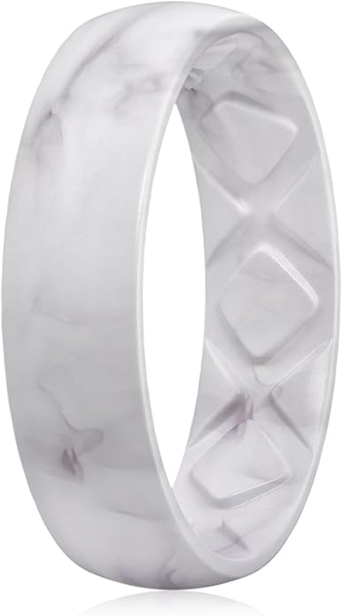 Egnaro Women's Bridal Rings Sets, 6mm Wide, 2mm Thick, Silicone Wedding Rubber Band with Half Size, Inner Arc Ergonomic Breathable Design