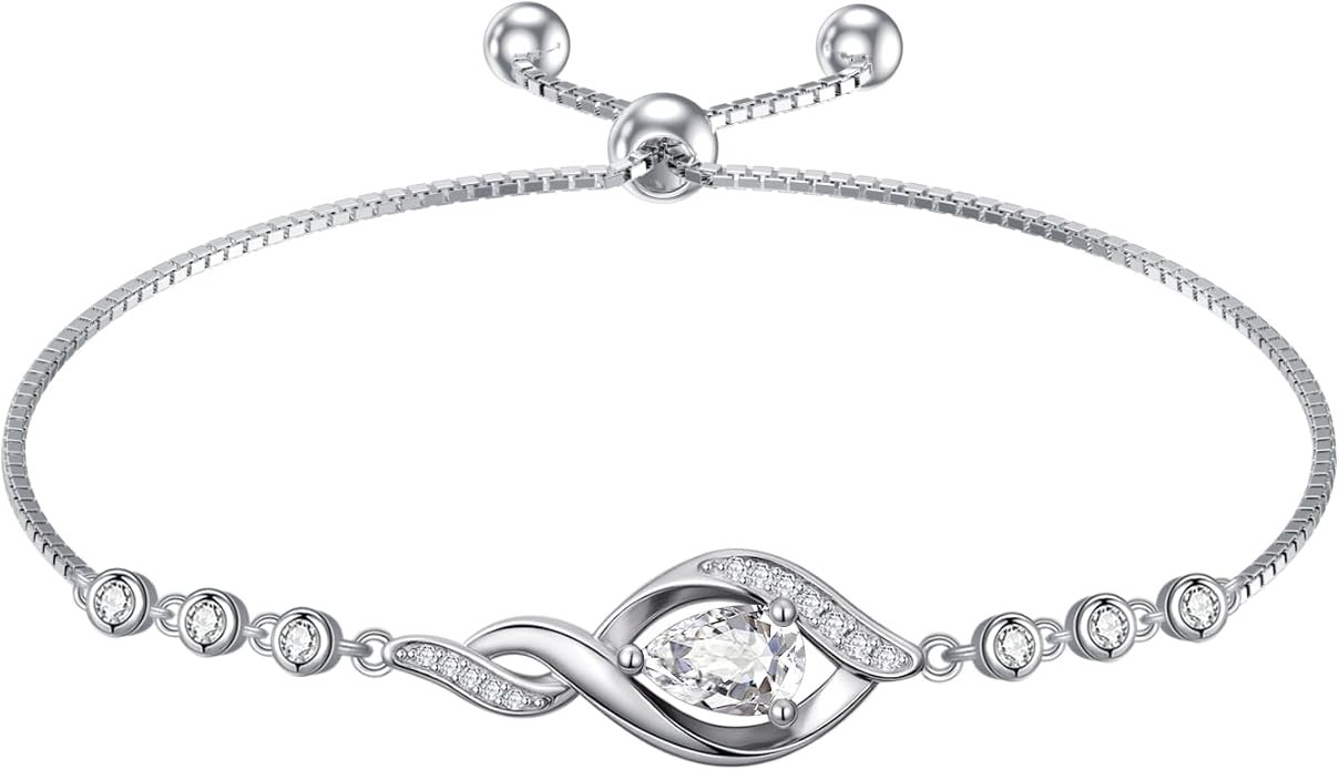 Christmas Gifts Birthstone Bracelet for Women 925 Sterling Silver Infinity Love Jewelry Birthday Gifts for Women Mom Wife Girlfriend