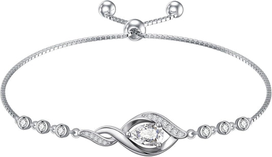 Christmas Gifts Birthstone Bracelet for Women 925 Sterling Silver Infinity Love Jewelry Birthday Gifts for Women Mom Wife Girlfriend