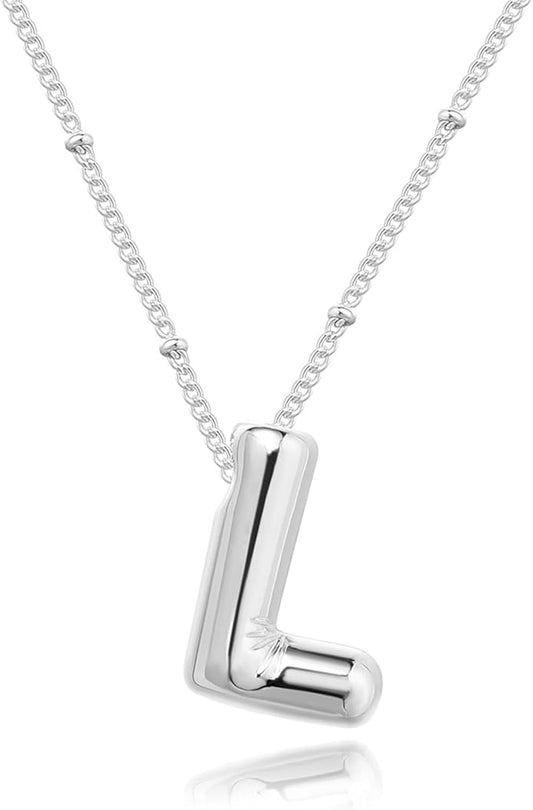 Initial Necklaces for Women, 14k Gold Plated Bubble Letter Necklace Chunky Gold Necklace Dainty Charm Initial Necklaces for Women Trendy Custom Preppy Stocking Stuff Necklace Christmas Gifts